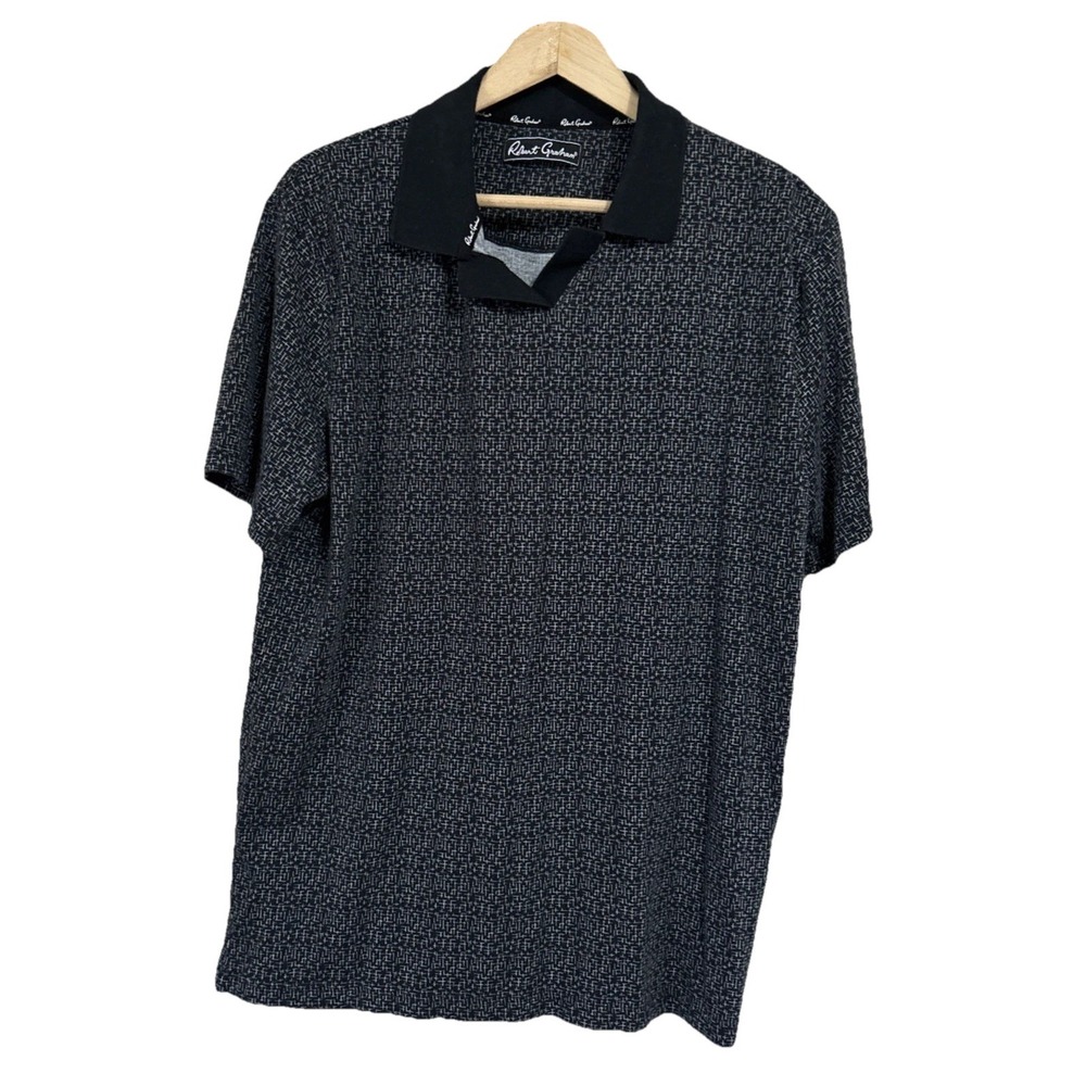 Robert Graham Polo Shirt Men's Size XL Black Pattern Casual Designer
